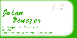jolan menczer business card